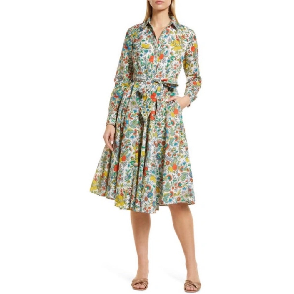 Boden Women Floral Fruit Print Shirt Dress US 10R White Strawberry Lemon Cotton - Picture 2 of 11